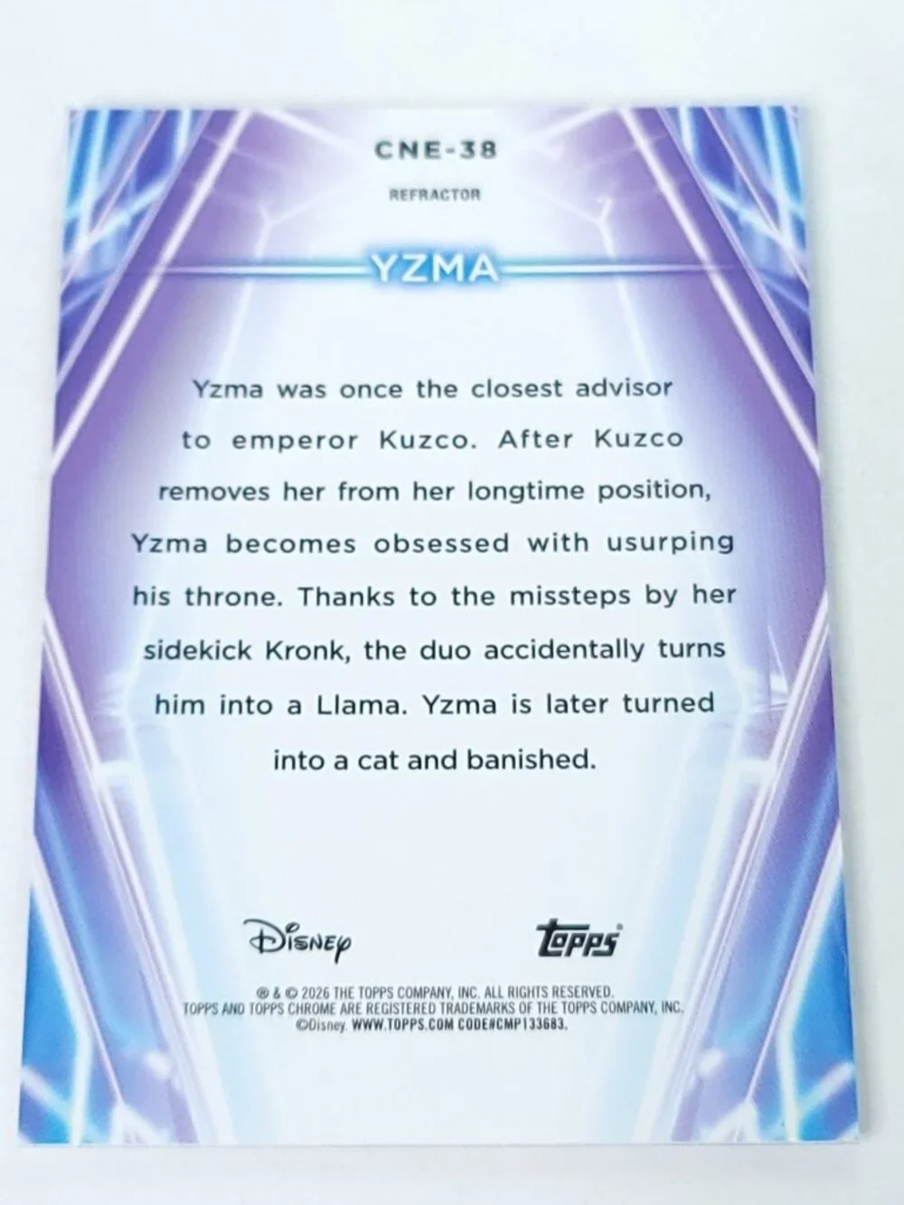 Yzma Topps 2026 Disney Neon Holo Chrome Refractor Limited 177/199 CNE